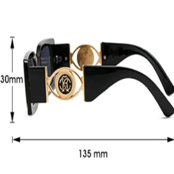 Elegant Black Rectangular Womens Sunglasses - Picture 4 of 6